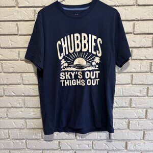 Chubbies Mens T Shirt M Navy Blue Sky's Out Thighs Out Graphic Tee